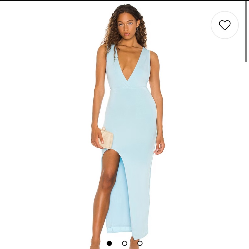 Revolve Superdown Erika Deep V Jersey Maxi in Baby Blue